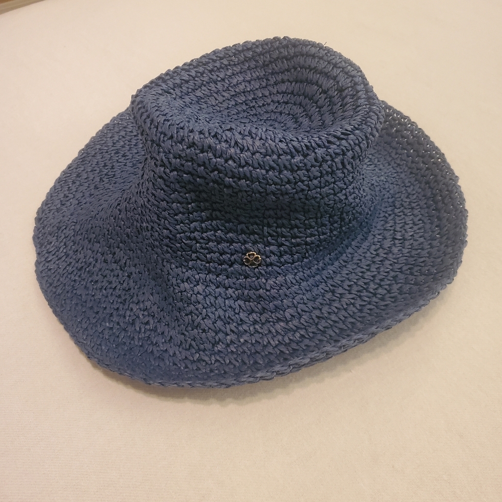 KATE SPADE NEW YORK Solid Crochet Cloche Sun Hat‎ French Navy Paper Straw OS - Picture 4 of 8
